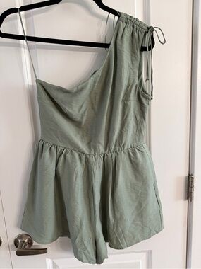 miami One-Shoulder Sage Green Romper